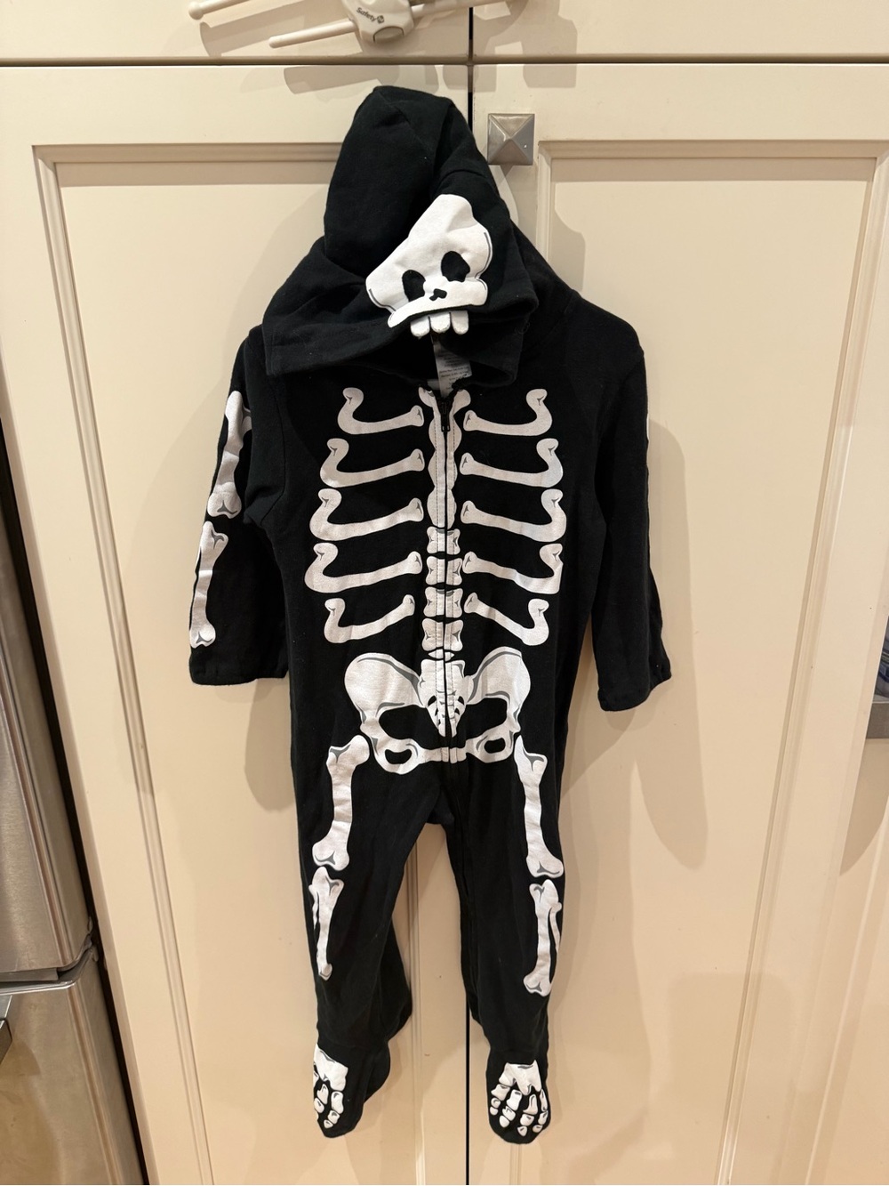 Black Skeleton 18-24 Hooded One-Piece for Kids - Cute Bones Print